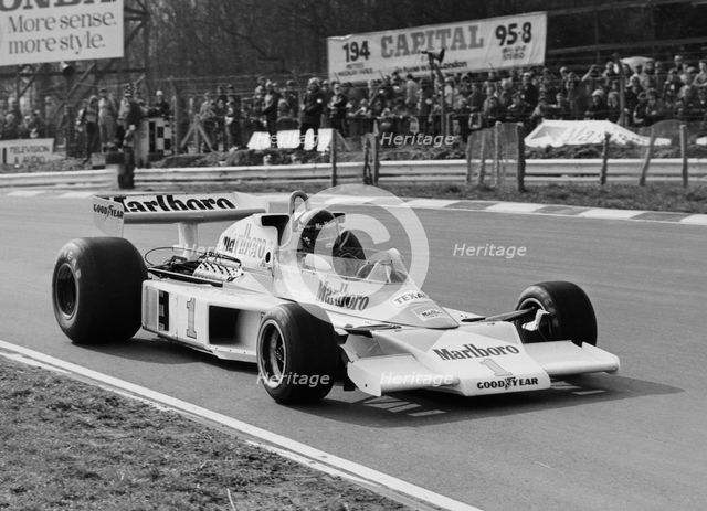 James Hunt in McLaren-Ford M23, Brands Hatch, Kent, 1977. Artist: Unknown