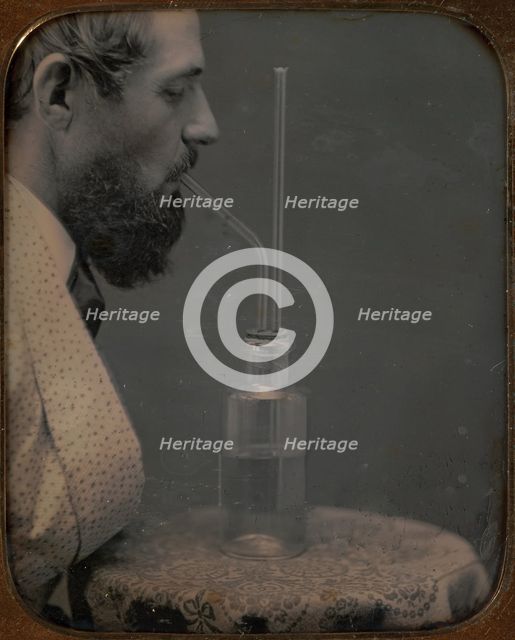 James Hyatt Inhaling Chlorine Gas, 1850-55. Creator: Peter Welling.