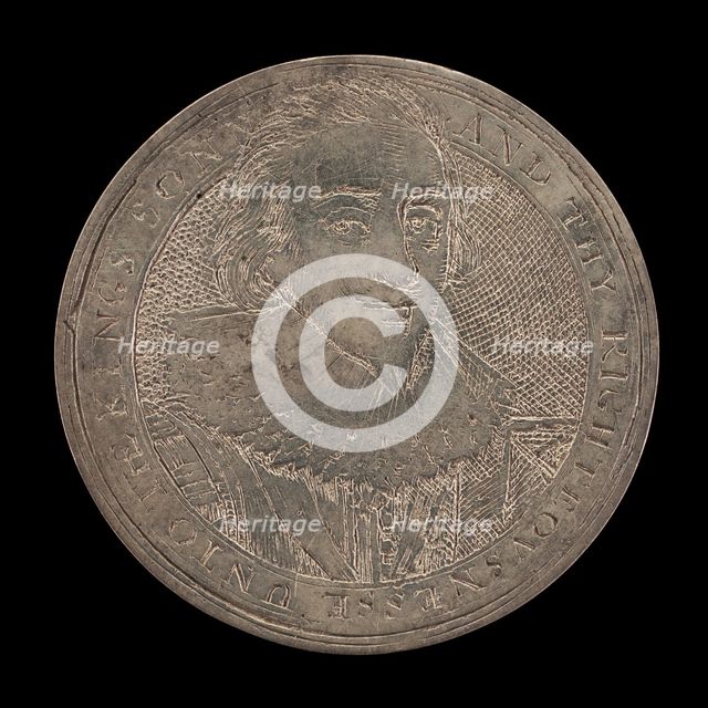 James I, 1566-1625, King of England 1603 [obverse], c. 1625. Creator: Simon de Passe.