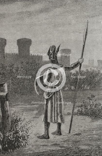 James I before the walls of Valencia, 1238, (1890). Creator: Unknown.