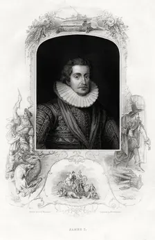 James I, King of England and Scotland, 1860. Artist: WJ Edwards