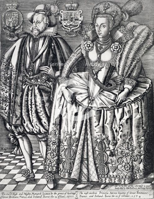James I, King of England, Scotland and Ireland, and Anne of Denmark, 1618. Artist: Renold Elstrack