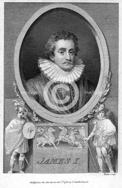 James I of England, (1788).Artist: Heath