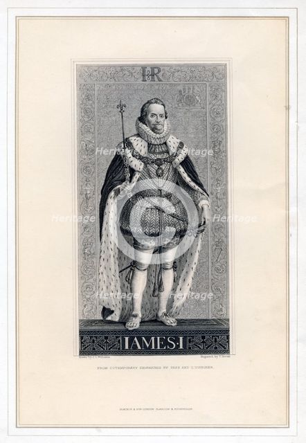 James I of England.Artist: T Brown