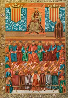 James I presiding over the Courts of Lerida on 3 March 1242, (1877). Creator: Unknown
