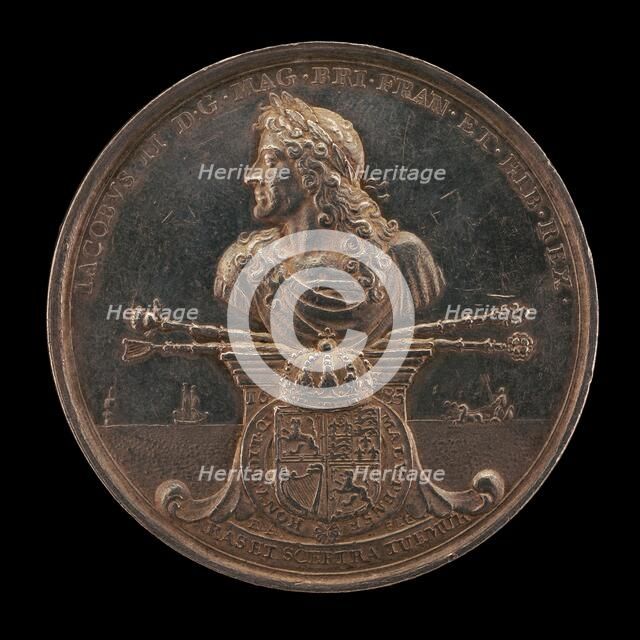 James II, 1633-1701, King of England 1685-1688 [obverse], 1685. Creator: Reinier Arondeaux.