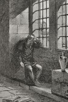 James II of Urgel (1380-1433) in his cell in the castle of Játiva (Xativa), where he was..., 1890. Creator: Joan Serra y Pausas