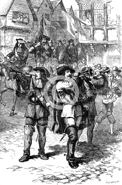 James II proclaimed at Boston, 1685 (c1880). Artist: Whymper