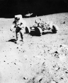 James Irwin (1930-1991) moonwalking during the Apollo 15 mission, 1971. Creator: Unknown