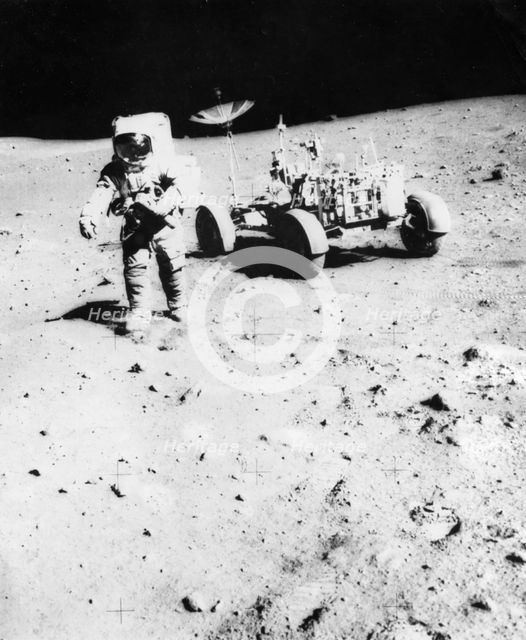 James Irwin (1930-1991) moonwalking during the Apollo 15 mission, 1971. Creator: Unknown.