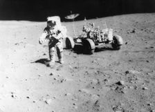 James Irwin (1930-1991) moonwalking during the Apollo 15 mission, 1971. Creator: Unknown