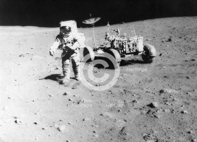 James Irwin (1930-1991) moonwalking during the Apollo 15 mission, 1971. Creator: Unknown.