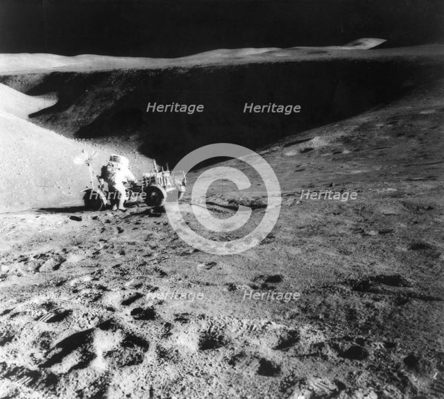 James Irwin on an extra-vehicular activity at St George's Crater during the Apollo 15 mission, 1971. Creator: Unknown.
