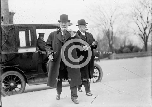 James Jerome Hill, President, Great Northern Railway - Left, with J. H. Carroll, 1911. Creator: Harris & Ewing.