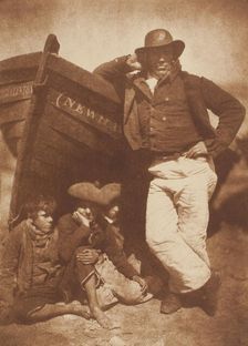 James Linton and Three Boys, Newhaven, 1843/47, printed c. 1916. Creators: David Octavius Hill, Robert Adamson, Hill & Adamson