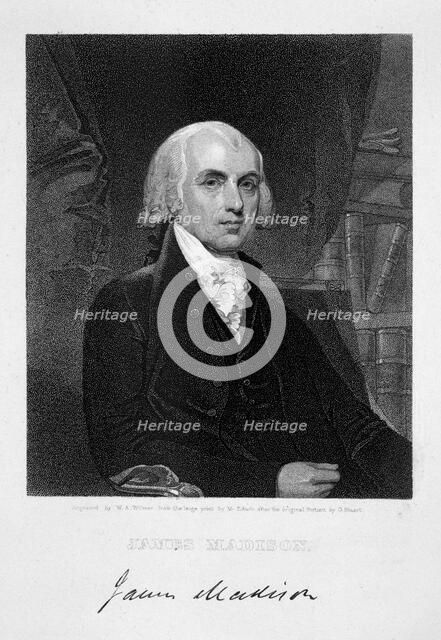 James Madison, 4th President of the the United States of America, (19th century). Artist: William A Wilmer