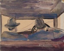James McBey Driving - View from Back Seat, 1929. Creator: Margot Murray