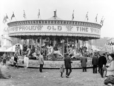James Noyce's Galloping Horses carousel ride, Goose Fair, Nottingham, Nottinghamshire, 1973. Creator: WE Middleton & Son