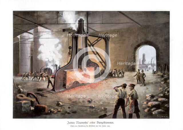 James Nasmyth's steam hammer, 1900.Artist: E Zimmer