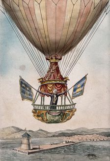 James Sadler setting off on the proposed first crossing of the Irish Sea from Dublin by..., 1812. Creator: Unknown