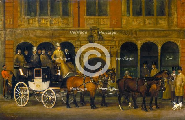 'James Selby's Brighton Coach outside the New White Horse Cellar, Piccadilly, c1888.   Creator: AS Bishop.