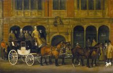 James Selby's Brighton Coach outside the New White Horse Cellar, Piccadilly, c1888. Artist: AS Bishop