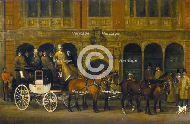 'James Selby's Brighton Coach outside the New White Horse Cellar, Piccadilly, c1888.   Artist: AS Bishop