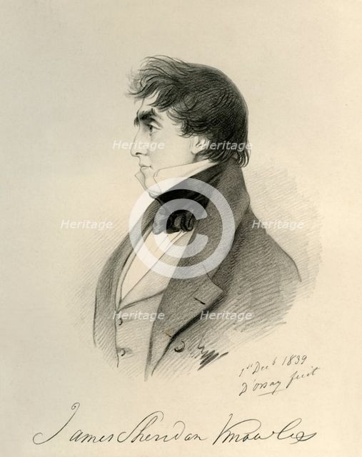 'James Sheridan Knowles', 1839. Creators: Alfred d'Orsay, Richard James Lane.