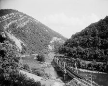 James River Water Gap, Chesapeake & Ohio Railway, Clifton Forge, Va., between 1900 and 1915. Creator: William H. Jackson
