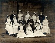 James Rutherford Morison with his staff: three men and ten women, c1900. Creator: Unknown