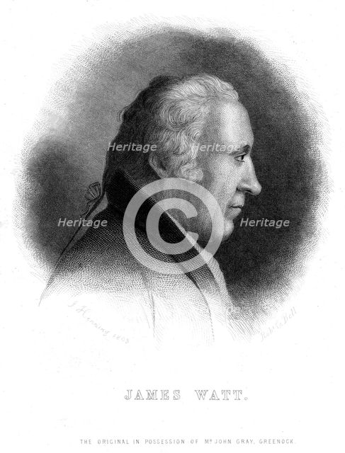 James Watt, Scottish engineer, 19th century. Artist: Robert G Bell