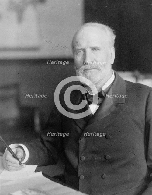 James Wilson, half-length portrait, seated at desk, facing slightly left, c1906. Creator: Frances Benjamin Johnston.