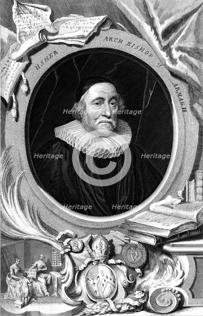 James Ussher, 17th century English clergyman and Archbishop of Armagh, 18th century. Artist: George Vertue