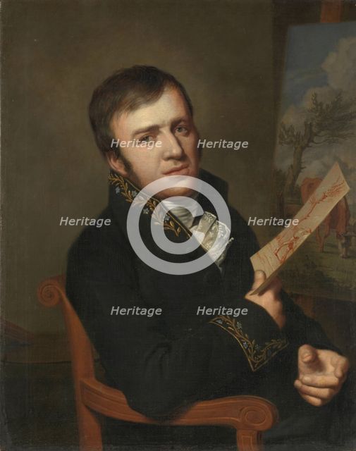 Jan (Baptist) Kobell II (1778-1814), Painter, in the Uniform of a Member of the Royal..., 1811. Creator: Willem Bartel van der Kooi.