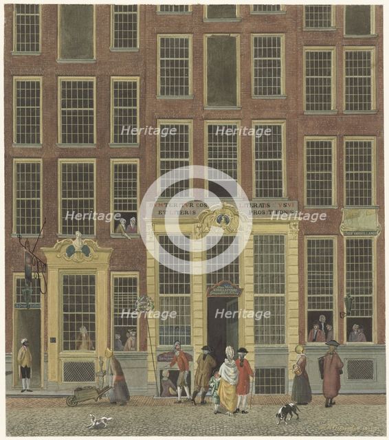 Jan de Groot's bookshop and lottery office in the Kalverstraat in Amsterdam, 1758-1843. Creator: Anon.