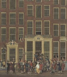 Jan de Groot's bookshop and lottery office in the Kalverstraat in Amsterdam, 1758-1843. Creator: Anon