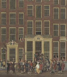 Jan de Groot's bookshop and lottery office in the Kalverstraat in Amsterdam, 1758-1843. Creator: Anon