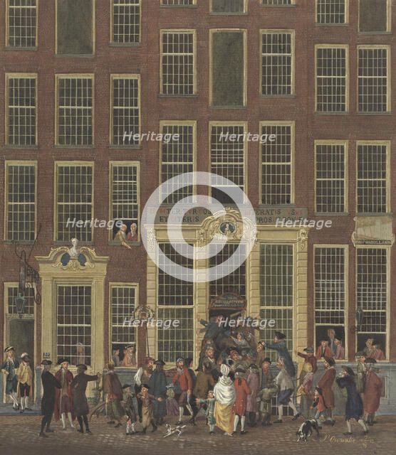 Jan de Groot's bookshop and lottery office in the Kalverstraat in Amsterdam, 1758-1843. Creator: Anon.