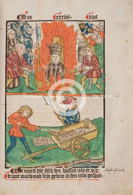 Jan Hus burned at the stake, and his ashes thrown into the Rhine. (Illustration from the Richental's