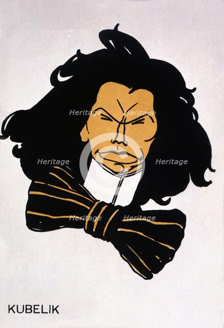 Jan Kubelik (1880-1940), Czech violinist and composer, caricature by BON, Romà Bonet Sintes (1886…