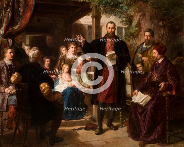 Jan Kochanowski at Czarnolas Reading the Translation of the "Psalms" , 1864-1865. Creator: Luszczkiewicz, Wladyslaw (1828-1900).