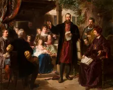 Jan Kochanowski at Czarnolas Reading the Translation of the "Psalms" , 1864-1865. Creator: Luszczkiewicz, Wladyslaw (1828-1900)