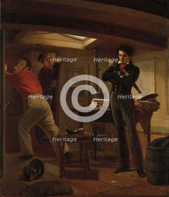 Jan van Speijk Debating whether to Set Fire to the Gunpowder, 1834. Creator: Jacobus Schoemaker Doyer.