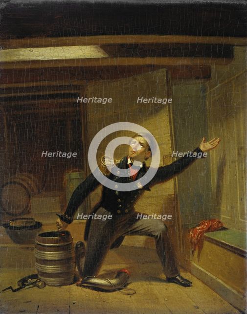 Jan van Speijk lights the gunpowder fuse, 5 February 1831, (1831-1850).  Creator: Jacobus Schoemaker Doyer.