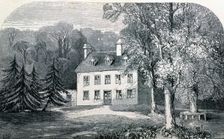 Jane Austen (1775 - 1817), British writer, 1870 Engraving of Steventon rectory, the birthplace of…