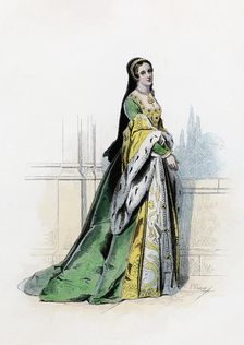 Jane Grey (Lady Dudley) (1537-1554). Queen of England in 1553, etching, 1870