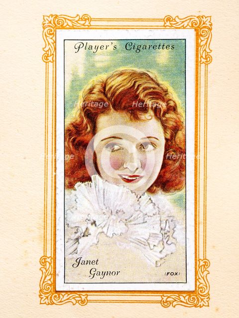Janet Gaynor Collectables Picture of movie stars that came with the Players cigarette packet, 1934.  Creator: Unknown.