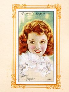 Janet Gaynor Collectables Picture of movie stars that came with the Players cigarette packet, 1934. Creator: Unknown