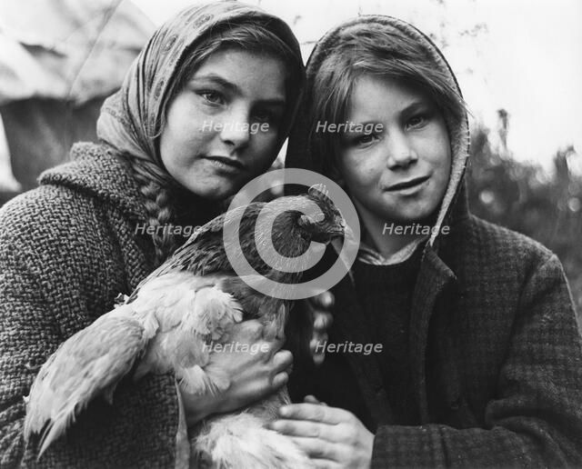 Janie and her brother, gipsy family, Charlwood, Surrey, 1964.