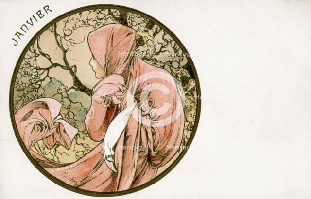 'January', 1900. Artist: Alphonse Mucha